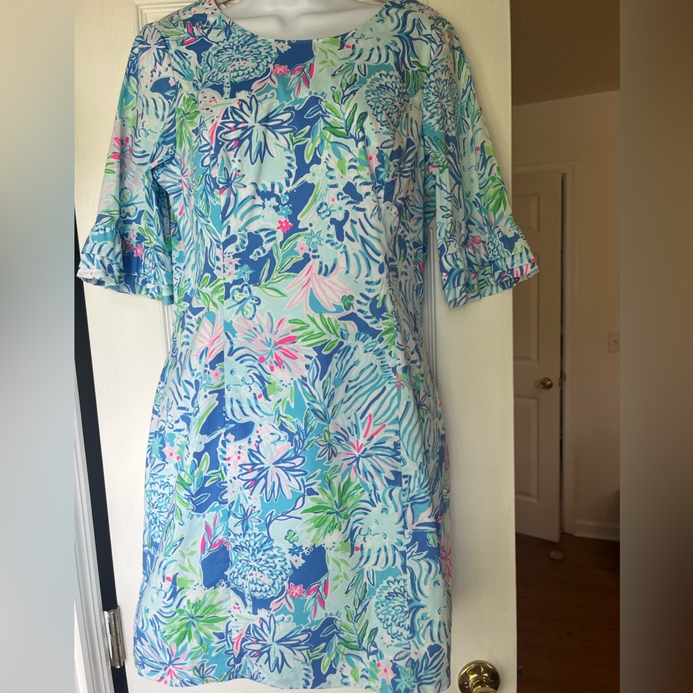 Lilly Pulitzer Lion Around fiesta stretch dress, Coastal Blue-New